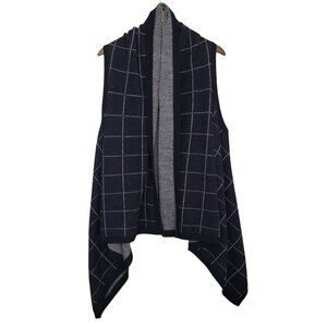 Madewell Merino Wool Draped Cardigan Sweater Vest One Size Navy Asymmetrical
